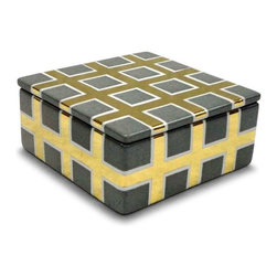 Waylande Gregory Grid Square Box Grey - Home Decor