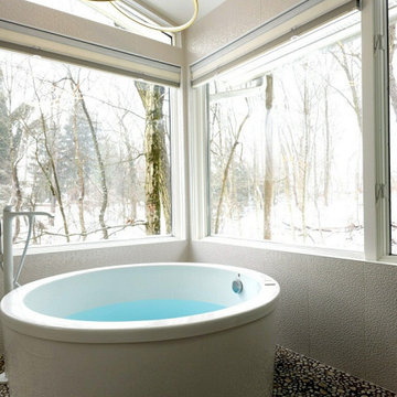 Japanese Inspired Primary Bathroom and adjoining Dressing Room
