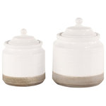 The Novogratz - Vintage White Ceramic Decorative Jars 38661 - The perfect compact storage for your belongings while keeping your surface space protected. Give your surface space a finishing touch with these beautifully crafted decorative jars. This ceramic jar set will make the perfect small decor on console tables in your vintage home, adding a touch of color play. This item ships in 1 carton. Please note that this item is for decorative purposes only and is not food safe. Ceramic decorative jars makes a great gift for any occasion. Suitable for indoor use only. This decorative jars comes as a set of 2. Vintage style. Vases have a 4.20 in, and 3.70 in mouth openings.