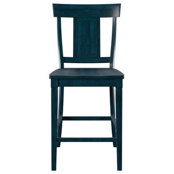 Arbor Hill Panel Back Wood Counter Height Chair, Set of 2, Denim