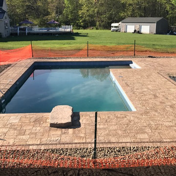 Pool Patio Cambridge w/ Armortec Ledgestone XL Sahara/Chestnut Lite and Mocha