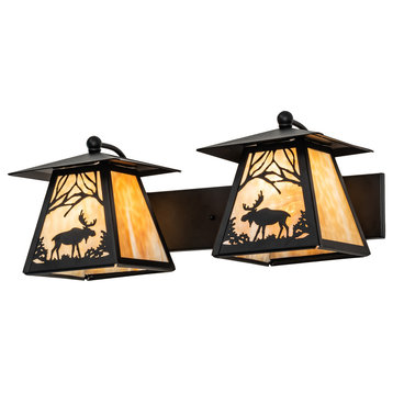 24 Wide Moose at Dawn 2 Light Wall Sconce