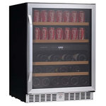 EdgeStar - EdgeStar CWB8420DZ 24"W Wine and Beverage Cooler 84 Can and 22 - Stainless - Features: Store Beverages & Wine Bottles: Two separates zones let you cool beer and wine separately, freeing up space in your main refrigerator Built-In Capable: Fan-forced front ventilation allows this unit to be installed flush with surrounding cabinetry in an undercounter installation or optionally installed as free standing Sleek Design: The slide-out wood trimmed shelving, stainless steel trimmed door, and soft LED lighting add to an overall great presentation of your beverages Dual Zone Operation: Wine and beverages get their own special treatment with a upper zone temperature range of 36 to 43°F and a lower zone temperature range of 41 to 68°F Digital Display & Touch Controls: Centrally located touch controls and a digital display make choosing the correct setting a snap Even Cooling: This unit features a compressor-based cooling system which keeps your beer and other beverages at an optimal temperature and is speedy in getting them there from room temperature ADA Compliant: The shorter height of this unit makes it a perfect choice for ADA-accessible homes and office spaces Preservation Glass: Dual-paned tempered glass doors protect your collection from any harmful outside influence Reversible Door: Choose a right- or left-swinging door, opening up for options for places where this can be installed Safety Lock: An integrated safety lock prevents tampering with your regulator and thermostat Manufacturer Warranty: 1 Year Labor, 1 Year Parts Specifications: Accepts Custom Panels: No Beverage Capacity: 84 cans (Upper Zone) Bottle Capacity: 22 (Lower Zone) Bulb Type: LED Depth: 22-9/16" Door Alarm: Yes Door Lock: Yes Height: 32" Installation Type: Built-In, Free Standing Leveling Legs: Yes Number Of Shelves: 4 Reversible Door: Yes Shelf Material: Metal, Wood Width: 23-3/8" With Casters: No