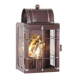 Saving Shepherd - Handcrafted Entry Lantern Sconce, Antique Copper - Outdoor Wall Lights And Sconces
