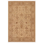 Bareens Designer Rugs - Shabby Chic Ziegler Kasi Beige Tan Hand-Knotted Wool Rug - 8'10'' x 11'9'' - Enhance the ambiance of your home with this magnificent Persian-influenced Turkish hand-knotted rug made by skilled artisans capable of creating the most exceptional vegetable dyes and hand-spun wool. This exquisite handmade rug is a one-of-a-kind Peshawar Kafkaz, otherwise identified as Chobi, Chobi Peshawar, Oushak, or Ziegler rug. These handmade rugs are crafted in Pakistan utilizing superior-quality wool imported from Australia, New Zealand, and Korea in two types of weaves: the Persian weave and the Mori weave. This rug is meticulously crafted by hand using the finest natural vegetable dyes extracted from local plants. The artisans use a blend of hand-spun local and fine merino wool, resulting in a rug with a compelling texture, higher lanolin content, and longer staple. The artisans occasionally incorporate natural or artificial silk into the pile to enhance specific motifs. The finished product is an awe-inspiring execution of flawless design and an understated palette that exudes elegance.