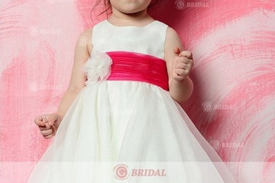 Princess Round Zipper Ankle-Length Organza Discount Flower Girl Dresses