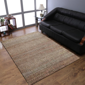 Rugsotic Carpets Hand Woven Jute 8'x10' Eco-friendly Area Rug Solid Light Brown