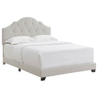 Upholstered Camel Back Platform Bed, Warm Gray, King, 85.5"x80.5"x54.5"