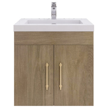 Rosa 24" Wall Mounted Vanity with Reinforced Acrylic Sink, White Oak