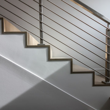 75_Modern Stairway: White Oak & Stainless Steel Balustrade, McLean VA 22101