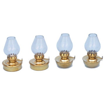 Solid Brass Table Oil Lamp 5'', Set of 4, Set of Brass Oil Lamps, Nautical D