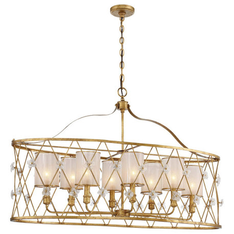 Metropolitan N6568-596 Victoria 8 Light 43"W Linear Chandelier - Elara Gold