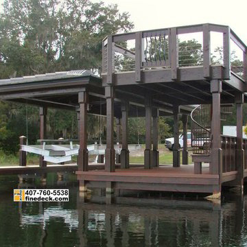 New Two Story Dock With Hip Roof Over a Boat Slip, Maitland FL.