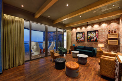 Living room - industrial living room idea in Mumbai