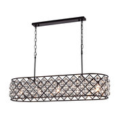 Azha 5-Light Oil Rubbed Bronze Oval Chandelier With Crystal Spheres
