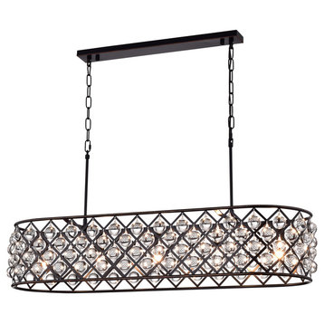 Azha 5-Light Oil Rubbed Bronze Oval Chandelier With Crystal Spheres