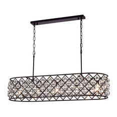 Azha 5-Light Oil Rubbed Bronze Oval Chandelier With Crystal Spheres