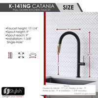 STYLISH Single Handle Pull Down Kitchen Faucet Dual Mode in Black-Brushed Gold