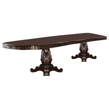 Acme Vendome Double Pedestal Dining Table With Two Leaves, Cherry
