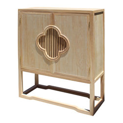 Minimalist Light Raw Wood Shutter Doors Credenza Storage Cabinet - Dressers