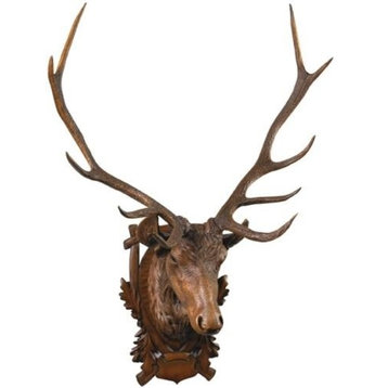 Wall Trophy Noble Stag Head Lifesize Rustic Deer Hand Painted Resin