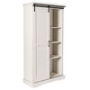 Harrison 36" Wide Rustic Bookcase with Sliding Barn Door & Adjustable Shelves, White