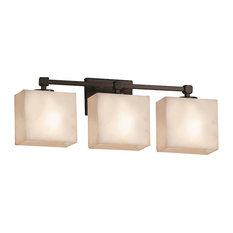 Justice Design Clouds Tetra 3-Light Bath Bar Rectangle, Dark Bronze, Clouds, LED