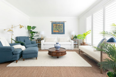 Example of an island style living room design in Miami