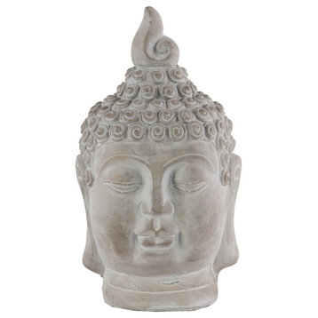 Cement Buddha Head With Pointed Shisha Sculpture