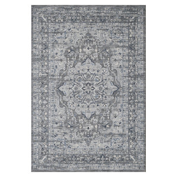 Abani Troy Vintage Persian Inspired Area Rug, Gray Faded, 5'3"x7'6"
