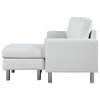 Modern Faux Leather Sectional Sofa, Small Space Configurable Couch, White