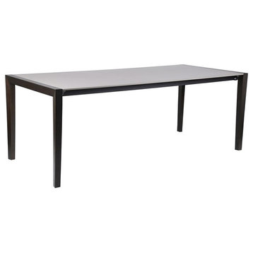 Armen Living Fineline 80"Rectangle Wood Outdoor Dining Table in Dark Brown