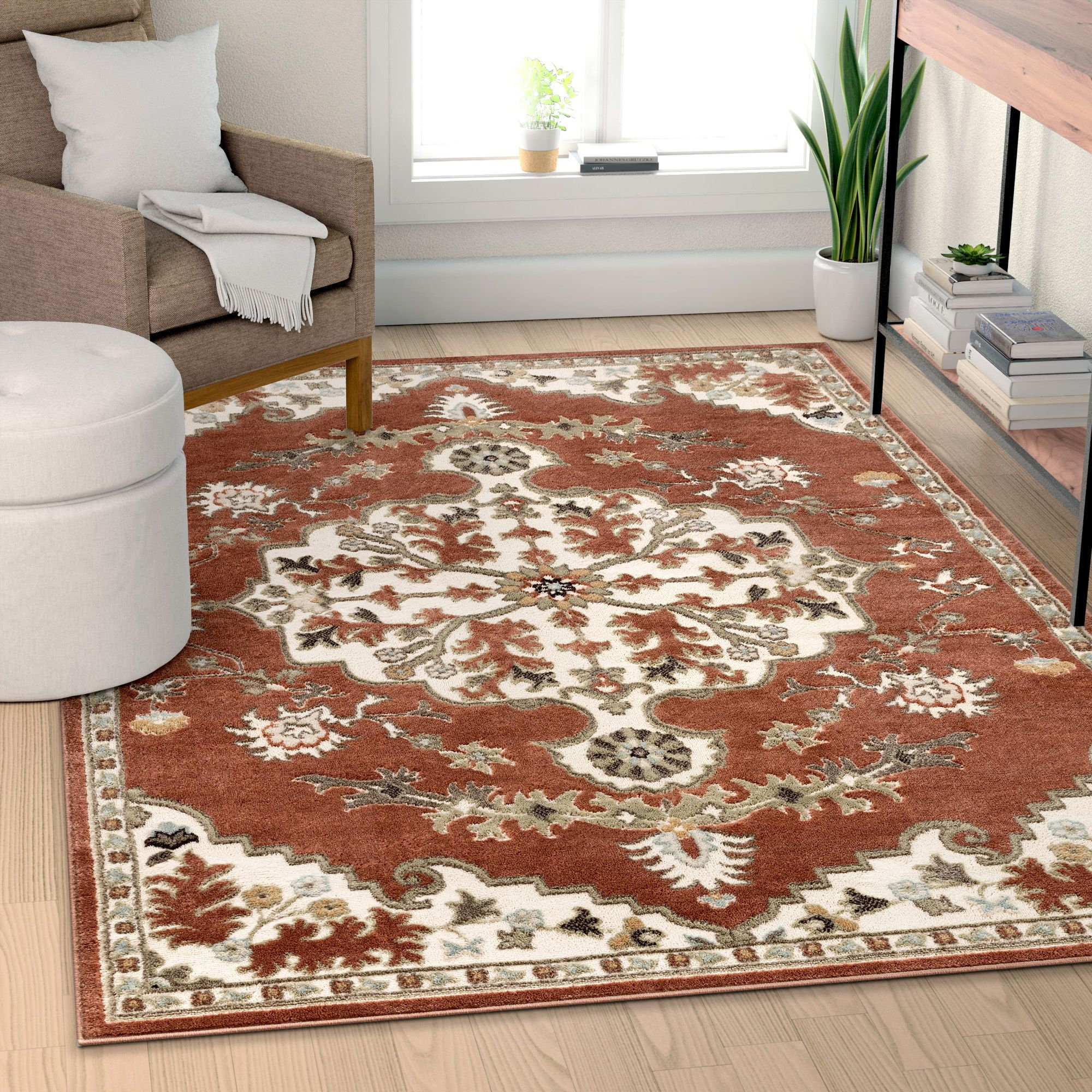 Orchidea Rugs Well Woven Orchid Brick Iris Traditional Orietnal Floral Area Rug, 7'10 ...