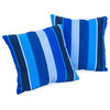Milano Colbalt Blue Striped 17" Sunbrella Pillow, Set of 2