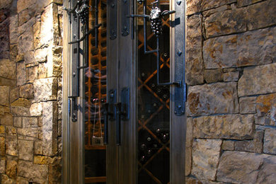 Trendy wine cellar photo in Denver