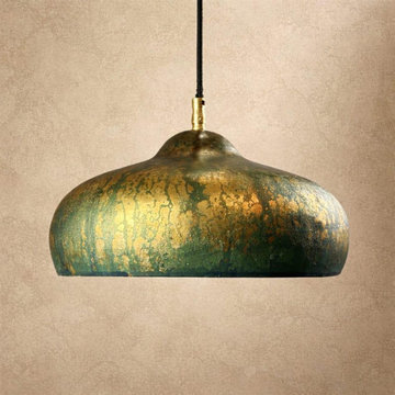 Turquoise Patina Copper Pendant Light