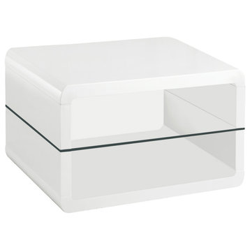 Elana Square 2-shelf End Table Glossy White