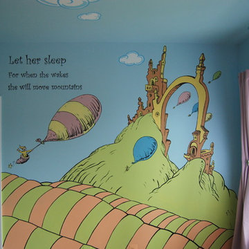 Oh, The Places You'll Go! Dr. Seuss Mural throughout a nursery