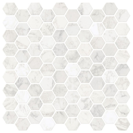 Hexagon Marble Peel & Stick Backsplash Tiles, Swatch