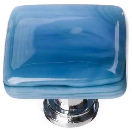 Cirrus Marine Blue Knob, Satin Nickel Base