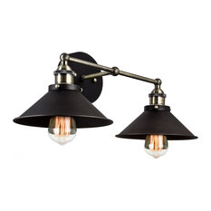 Kira Home Indie Mid-Century Industrial Light Fixture, Black Shade, 2-Light, Wall