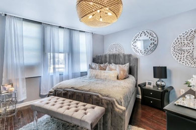Example of a minimalist bedroom design in Philadelphia
