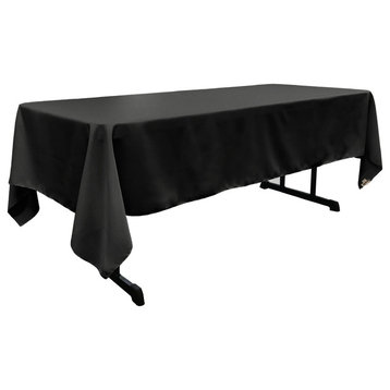 LA Linen Rectangular  Polyester Poplin Tablecloth, Black, 60"x126"
