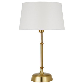 Derek 24.25 Tall Table Lamp with Fabric Shade in Brass/White