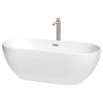 Wyndham Collection - Brooklyn 67" Freestanding White Bathtub, Brushed Nickel Tub Filler & Trim - Enjoy a little tranquility and comfort in the Brooklyn freestanding bath. The oval, ergonomic design provides a comfortable, relaxing way to enjoy some much-deserved me time as you stretch out and enjoy a deep, relaxing soak. With its graceful curves and classic elegance, this versatile bathtub complements a wide range of tastes and styles. What could be better than luxury and practicality at an amazing price? Manufacturing Model #: WCOBT200067ATP11BN