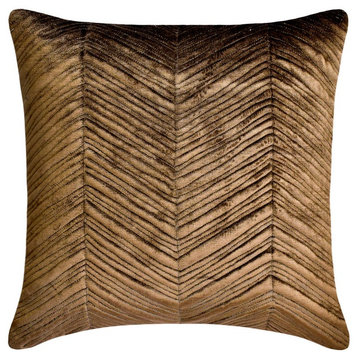 Brown Velvet Solid, Chevron & Quilted 24"x24" Throw Pillow Case - Woodland