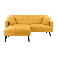 50 Most Por Yellow Sectional Sofas For 2018 Houzz Sofamania Mid Century Modern Linen Fabric Sleeper Sofa Bed Yellow Sectional Sofas