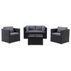 Parksville Patio Sofa Sectional Set 5pc, Black/Ash Gray