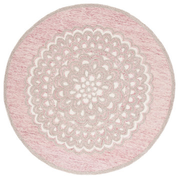 Safavieh Metro Collection MET901U Rug, Dark Pink/Ivory, 6' x 6' Round