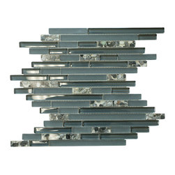 Matte Night Blue & Glossy Grey Sea Shells Glass Mosaic Tiles (Random Pattern) - Home Accessories & Decor
